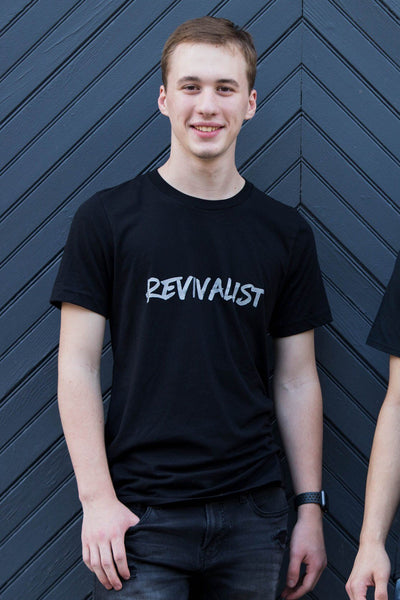 Guys 'Revivalist' Black & Silver Crew Neck T-shirt