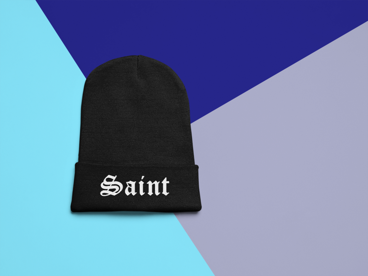 Saint Embroidered Cuffed Beanie