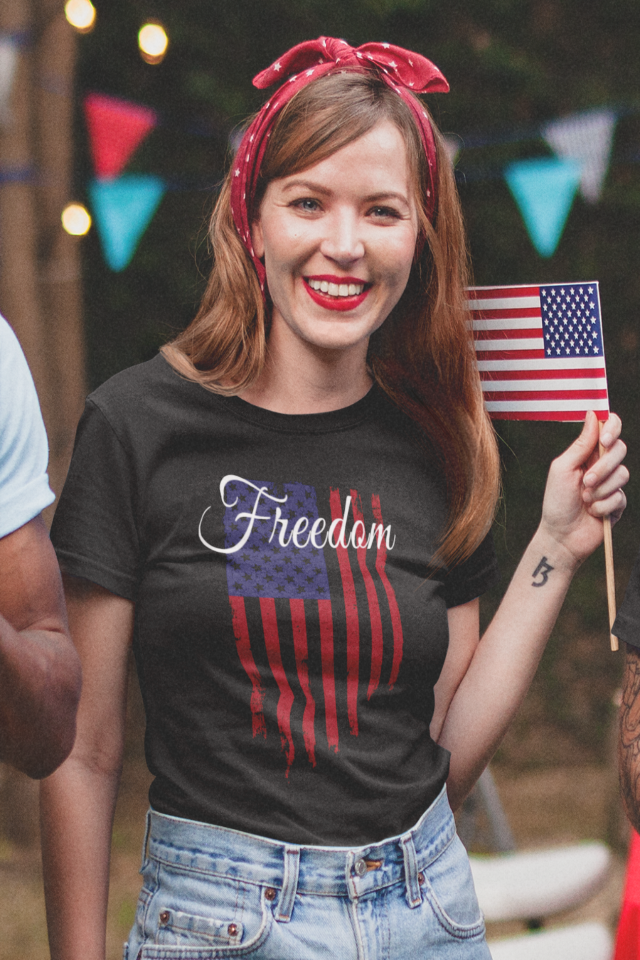 Freedom American Flag Unisex Crew Neck T-Shirt