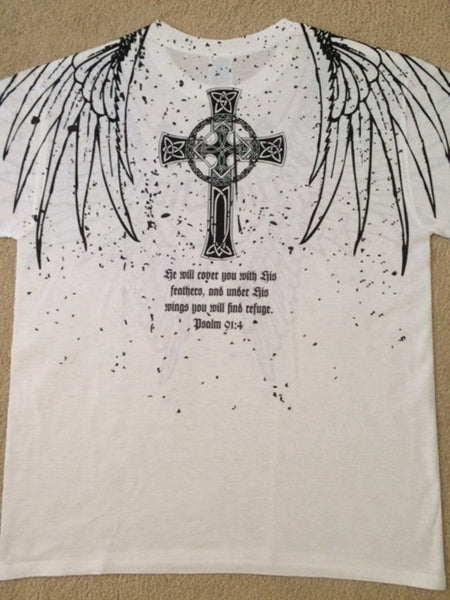 Guys Psalm 91 Wings Crew Neck Polyester T-Shirt