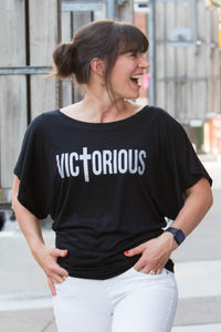 Ladies Victorious Screen Printed Draped Dolman Shirt